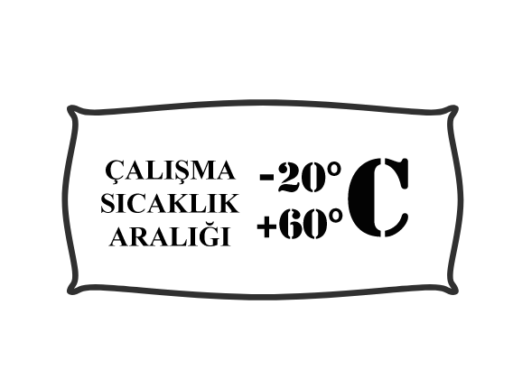 Çalışma sıcaklık aralığı -20°C ile +60°C